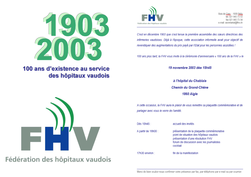 invitation-100eme-2003 Invitation au 100e anniversaire de la FHV